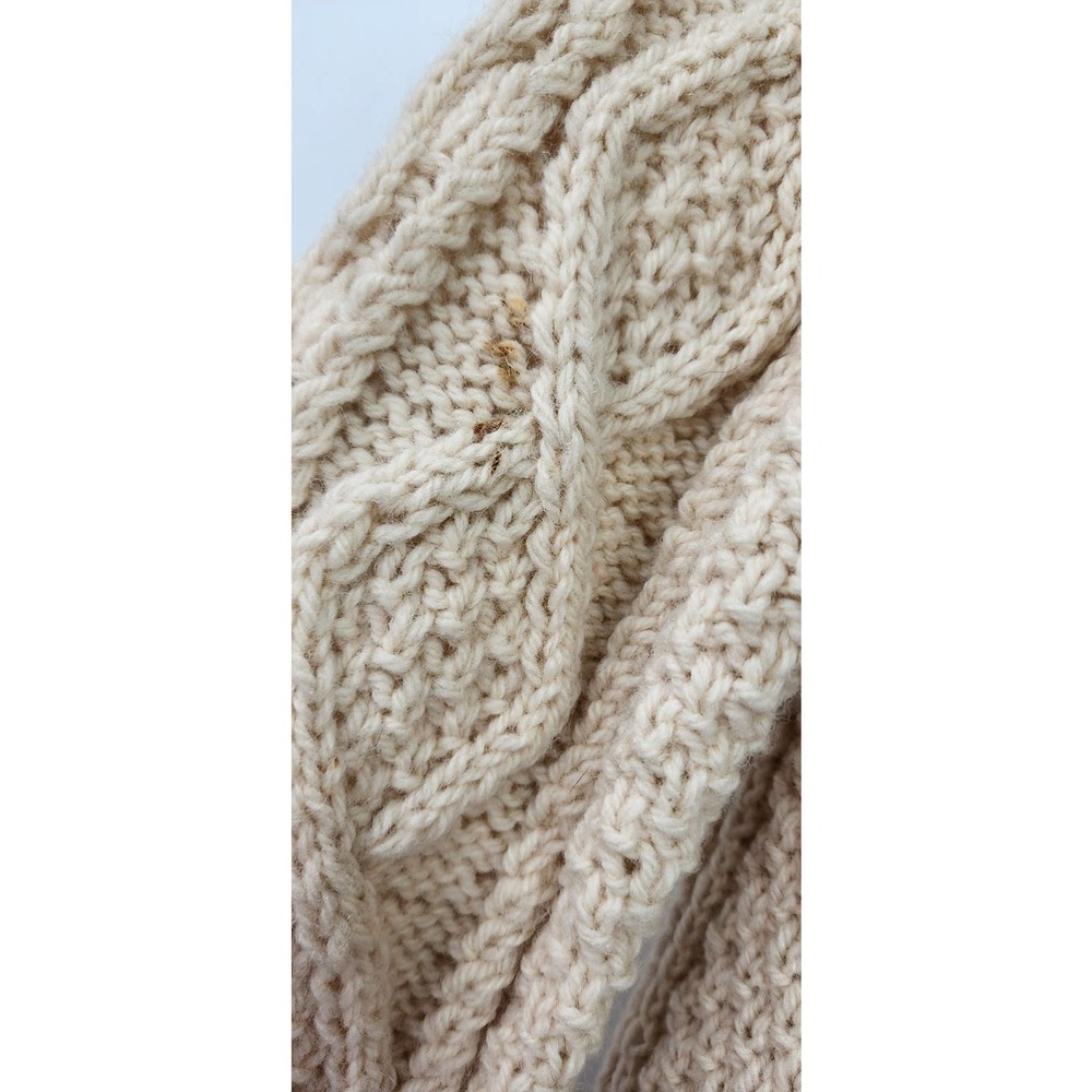 Vintage Cream Wool Sweater Heavy Chunky Knitt Flawed Size‎ Large - Picture 10 of 15
